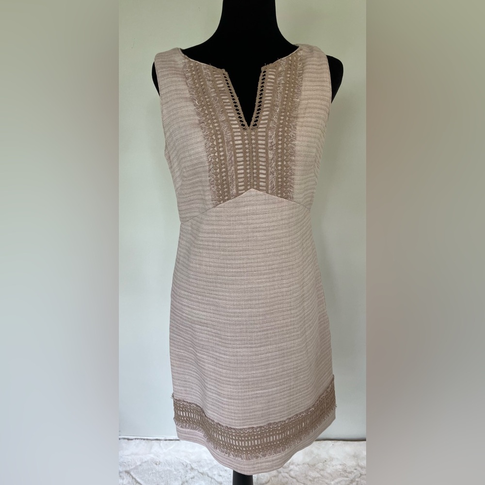 White House Black Market Neutral Sleeveless Sheath Dress Size 6